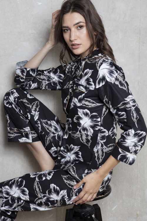 Tropical Leaf Cotton Poplin PJ Set